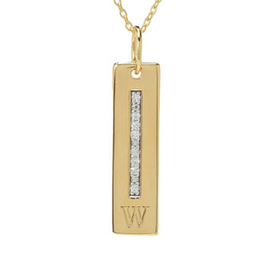 Diamond Treasures 18K Vermeil 0.08ctw Diamond Bar Initial Pendant w/ Chain