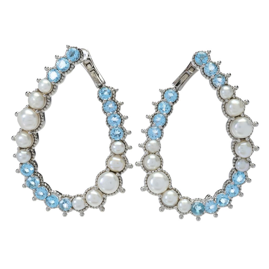 Dallas Prince "Luster" Cultured Pearl & Choice of Gem Hoop Earrings