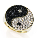 18K Gold Plated 2.58ctw White Zircon & Spinel Yin & Yang Ring