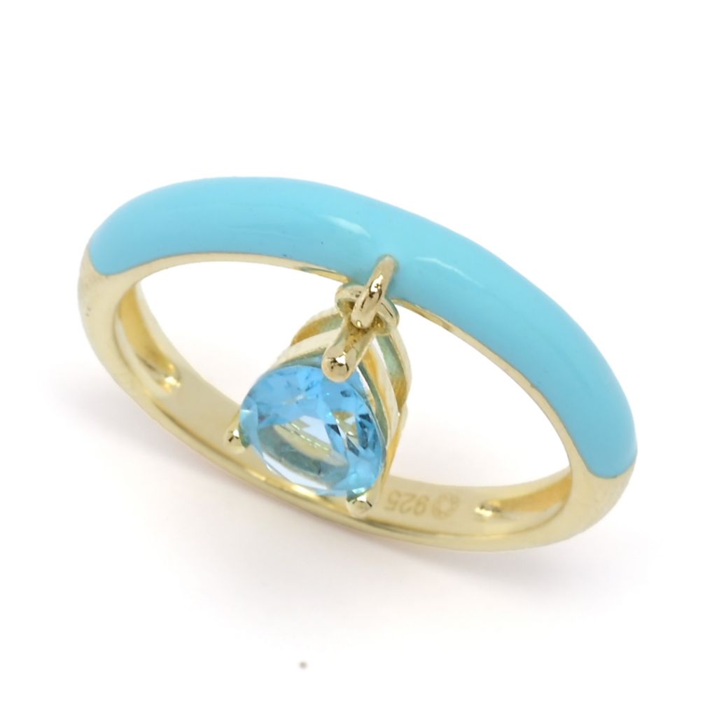 18K Gold Plated Choice of Enamel & Gemstone Charm Ring