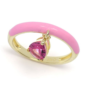 18K Gold Plated Choice of Enamel & Gemstone Charm Ring