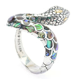 Artisan Silver by Samuel B. 18K Gold Accented Abalone Snake Ring