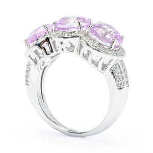 Gem Treasures Sterling Silver 5.90ctw Kunzite & Zircon Ring