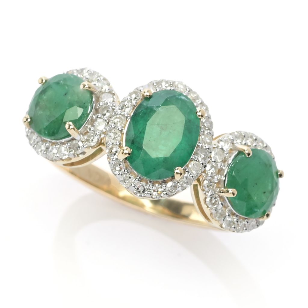 Gem Treasures 14K Gold Choice of Gemstone & Diamond Halo Ring