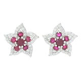 Gem Treasures Choice of Precious Gem & Zircon Flower Stud Earrings