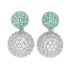 Gem Treasures Choice of Precious Gem & Zircon Pave Disco Ball Earrings