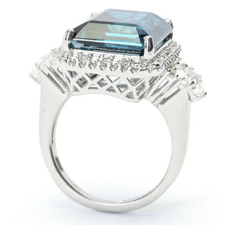 Gem Treasures 15.69ctw London Blue Topaz & Gemstone Ring