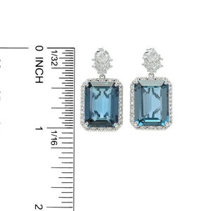 Gem Treasures 30.90ctw Octagon Cut London Blue Topaz & Gem Earrings