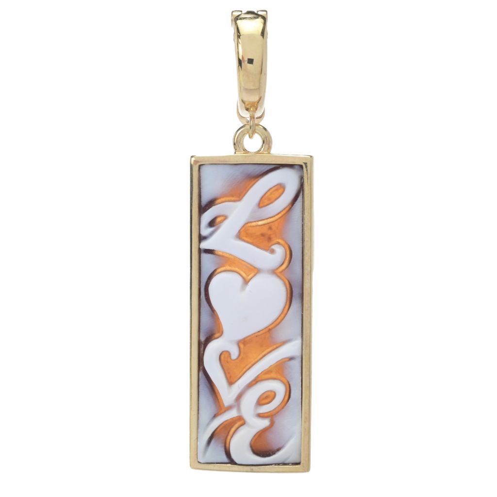 Cameo Italiano 18K Gold Plated Inspirational Word Cameo Bar Pendant