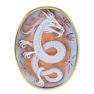 Cameo Italiano Limited Edition 48x35mm Oval Dragon Cameo Brooch Pendant