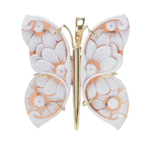 Cameo Italiano 18K Gold Plated 45x19mm Butterfly Shell Cameo Pendant