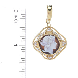 Cameo Italiano "Florence" 12mm Portrait Cameo & Simulated Diamond Pendant