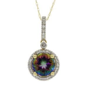 Mystic Fire Topaz Fashion Pendants 14KT Yellow Gold