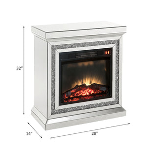 Noralie - 28" Fireplace - Mirrored & Faux Diamonds