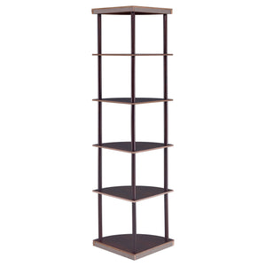 Corner Bookcase With 5 Shelves, Compact Design For Living Room - Cappuccino