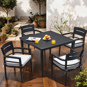 Outdoor Patio Dining Table With Tapered Feet & Umbrella Hole