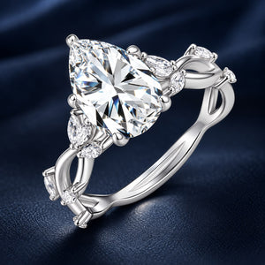 925 Sterling Silver White Gold Plated 3ct Moissanite Size 6 Ring for Women