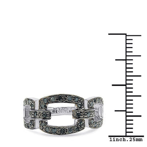 0.36 Carat Genuine Blue Diamond .925 Sterling Silver Ring
