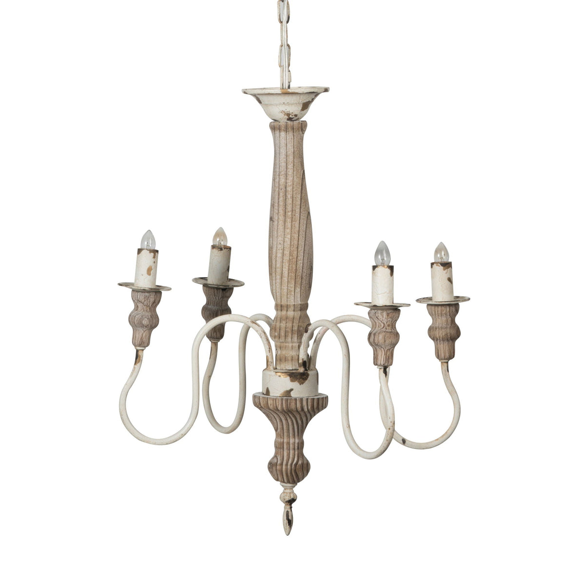 4 Light Chandelier, Hanging Light Fixture With Adjustable Chain For Kitchen, Bulb Not Included - Cream White