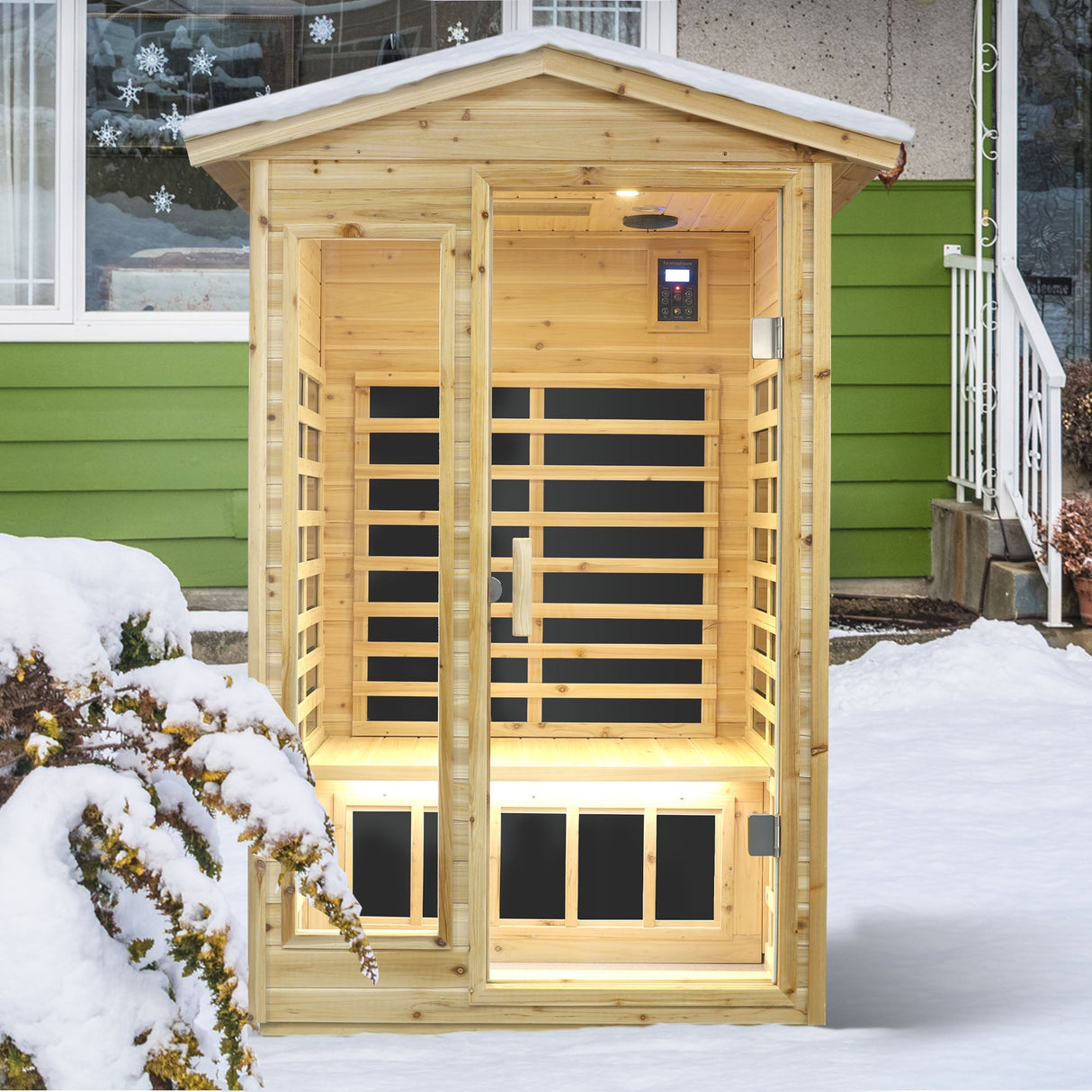 Two Person Far Infrared Old Fir Outdoor Sauna Room