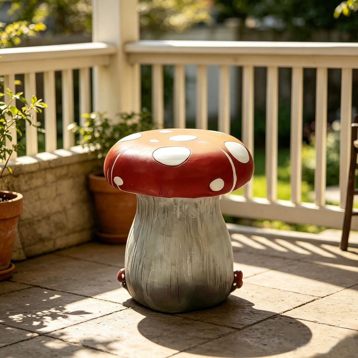 13.4" Oversized Mushroom Statue Stool