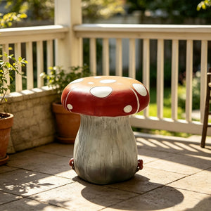 13.4" Oversized Mushroom Statue Stool