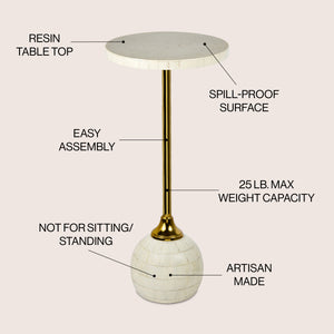 Evelyn Modern Glam Metal/Resin Mosaic Pedestal Drink Table