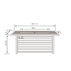 Propane Gas Fire Pit Table, 50000 Btu, Rectangular For Outside - Light Beige