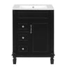 Compact Bathroom Vanity with Ceramic Sink and Storage Drawers - White, Green, Black