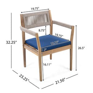 Braided Acacia Wood Outdoor Dining Chairs Set of 2 – Teak Look