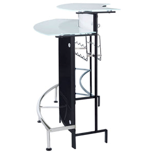 Keystone Curved Glass Top Home Bar Wine Cabinet Black