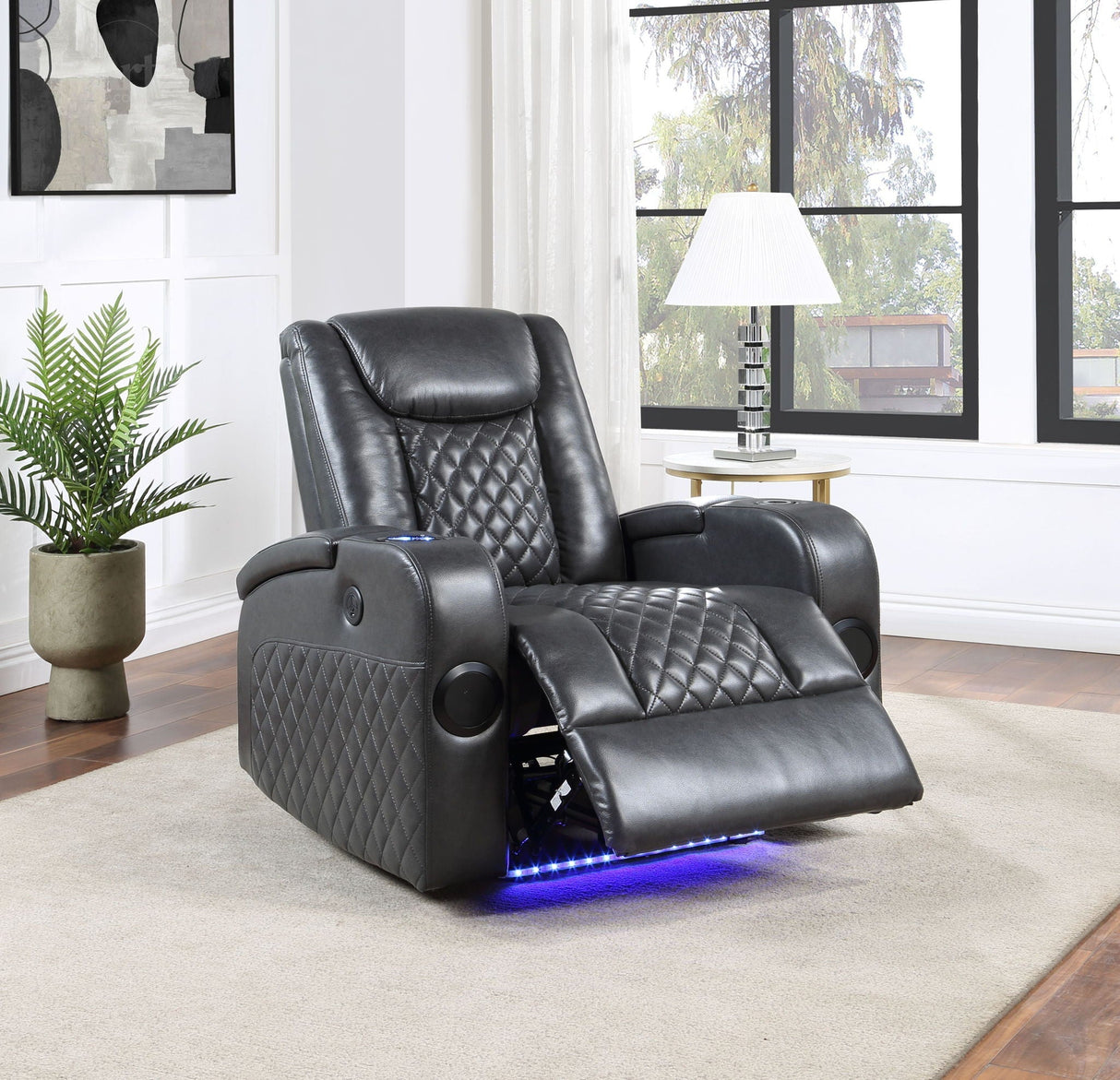 Alair Leather Aire Power Motion Recliner with Bluetooth and Wireless Charger - Dark Gray