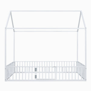 Metal House Bed With Fence And Door