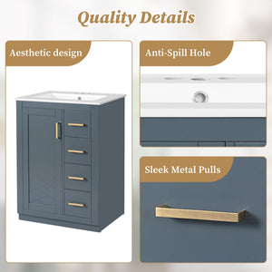 Modern Bathroom Vanity With 1 Door And 3 Drawers
