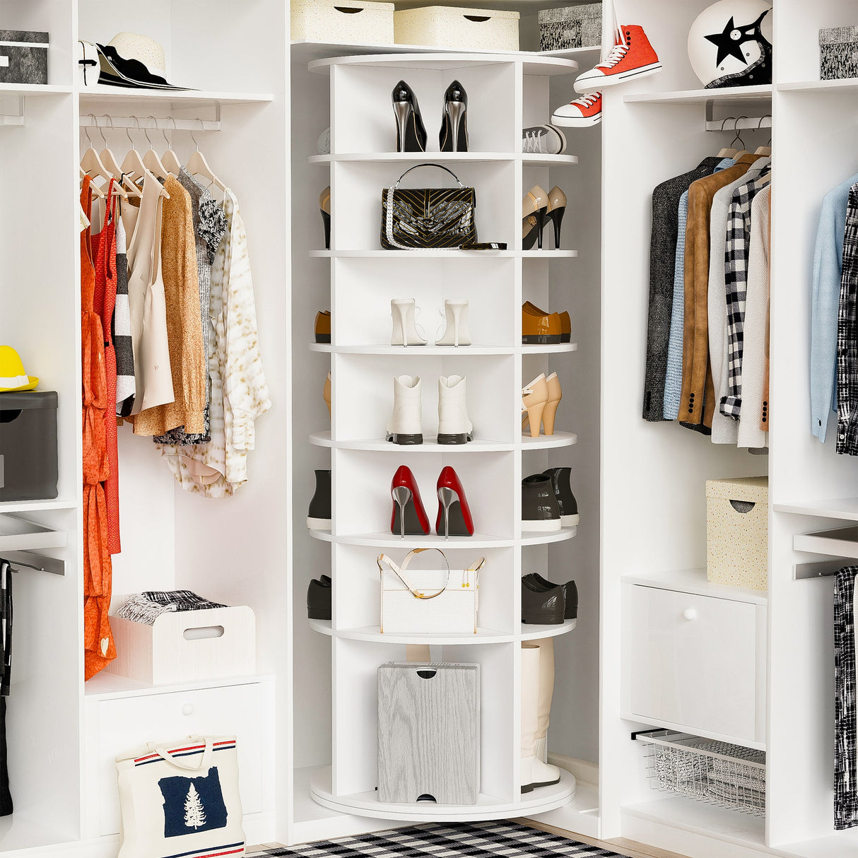 Rotating Shoe Rack Tower - 7-Tier Spinning Shoe Organizer