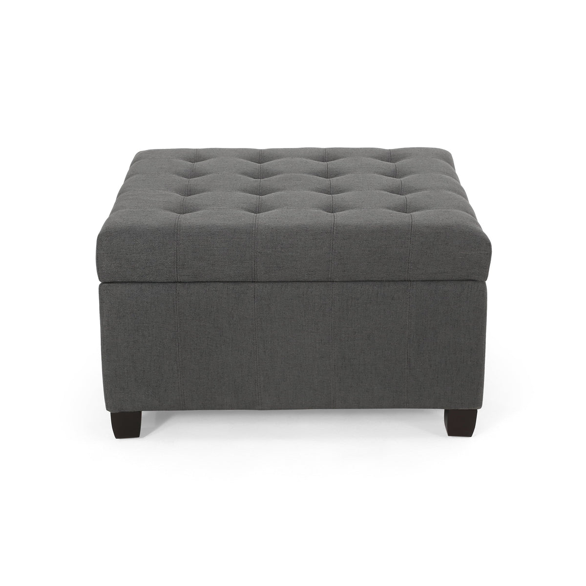 Upholstered Tufted Fabric Storage Ottoman