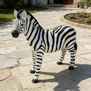 18.31' H x 19.49' L Simulated Zebra Garden Statue, Resin Outdoor & Indoor Decorative Ornament