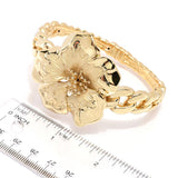 Graziella 23K Gold Plated Electroform Hibiscus Curb Link Cuff Bracelet