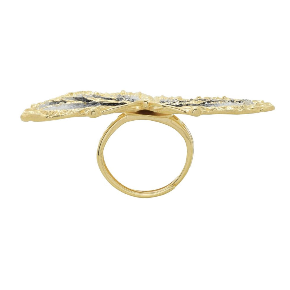 Graziella 23K Gold Plated Choice of Color Enamel Butterfly Ring
