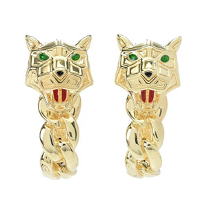 Graziella 23K Gold Plated Electroform Simulated Diamond Panther Earrings