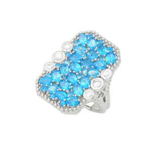 Dallas Prince 4.66ctw Neon Apatite & White Zircon Cluster Elongated Ring