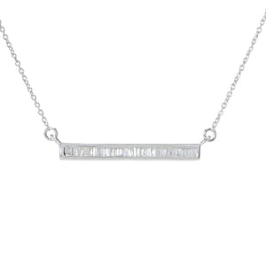 Diamond Treasures Sterling Silver 0.32ctw Baguette Diamond Bar Necklace
