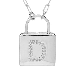 Diamond Treasures Sterling Silver Diamond Initial Padlock w/ Chain