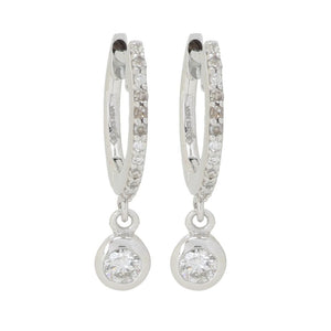 Diamond Treasures 0.34ctw Bezel Set Diamond Charm Huggie Hoop Earrings