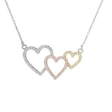 Diamond Treasures 0.54ctw Diamond Interlocking Hearts Tri-Color Necklace