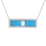 Elemental Gems Platinum Plated Choice of 15x8.5mm Turquoise Inlay & Gem Bar Necklace