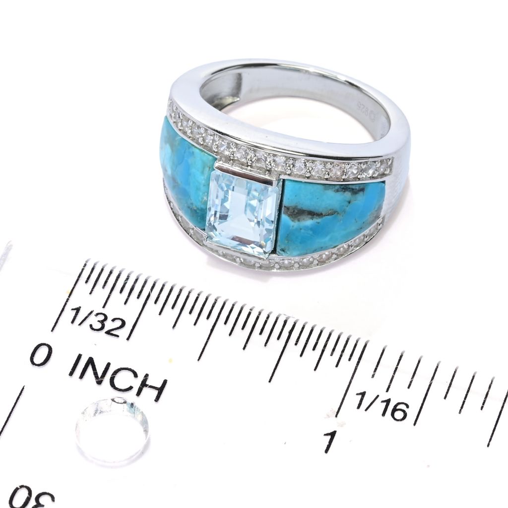 Elemental Gems Platinum Plated Choice of 10x8mm Turquoise Inlay & Gem Ring
