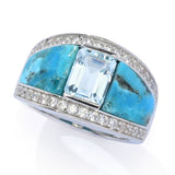 Elemental Gems Platinum Plated Choice of 10x8mm Turquoise Inlay & Gem Ring