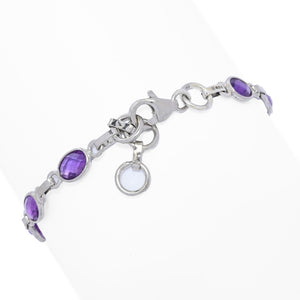 Elemental Gems Platinum Plated Choice of 7x5mm Oval Gemstone Bracelet