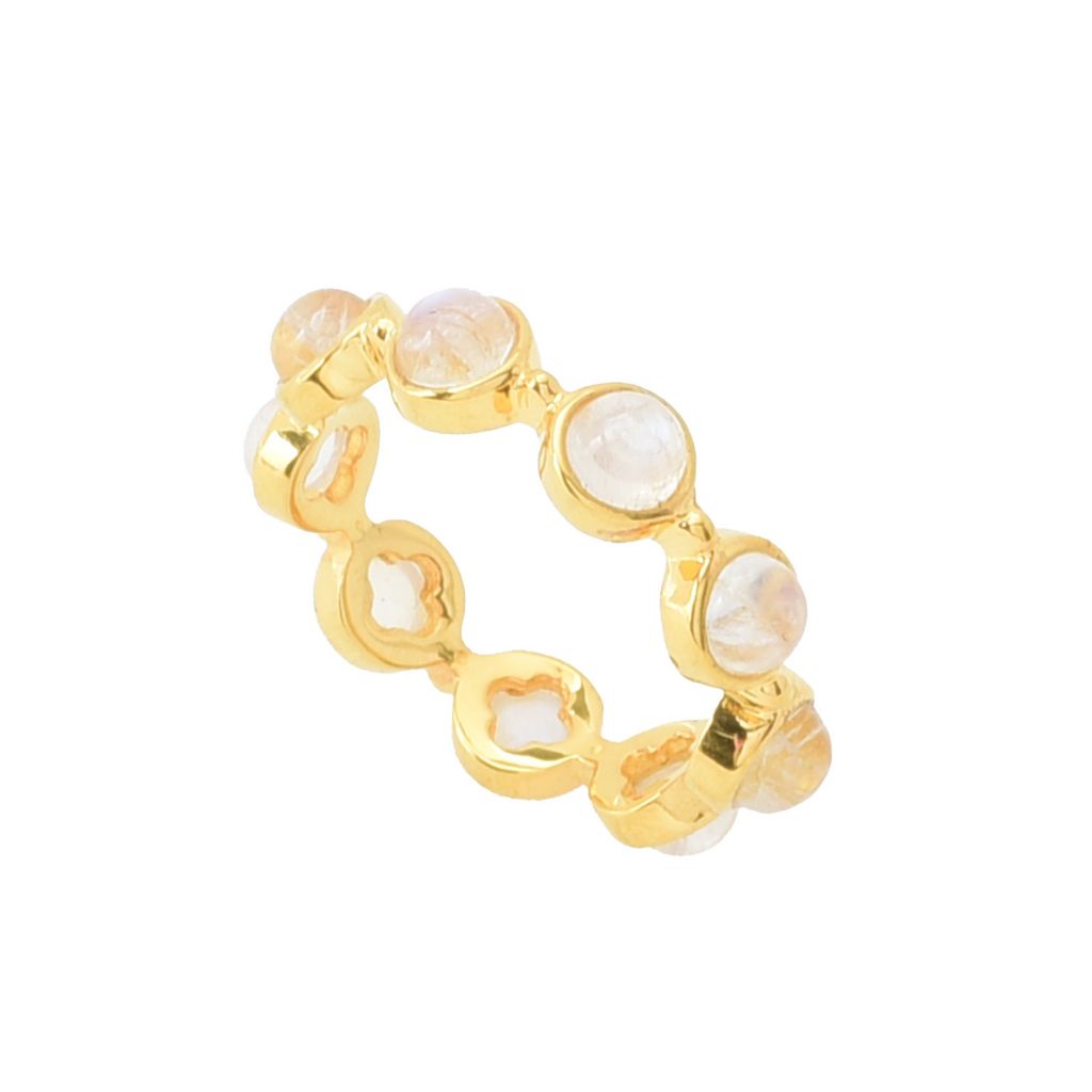 Elemental Gems 18K Gold Plated Choice of Gemstone Eternity Band Ring